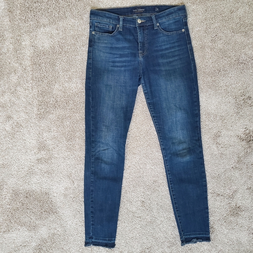 Lucky Brand Women’s Skinny Jeans Size 6 / 28 Dark Wash Raw Hem